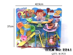 2241 VỈ VƯỜN CHƠI CẦU TUỘT, XÍCH ĐU, GHẾ XOAY TRÒN, NGỰA BẬP BÊNH + 2 BÉ