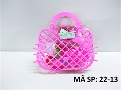 22-13 TÚI XÁCH TRANG ĐIỂM KITTY (MẮT KIẾNG, ĐT PIN MÈO KITTY, LƯỢC, KẸP)