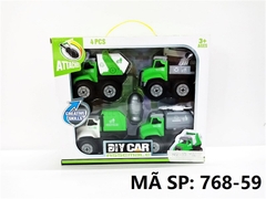 768-59 HỘP XE CT VỆ SINH TRỚN 4C (HỐT RÁC, CẨU, BỒN NƯỚC) + ỐC VÍT Diy Car Assemble