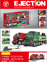 871  HỘP XE LỬA DÀI TRỚN PIN NÚT CÓ BỆ PHÓNG + 4C XE HƠI SẮT