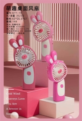 677-19 HỘP QUẠT THỎ HỒNG TAY CẦM PIN SẠC