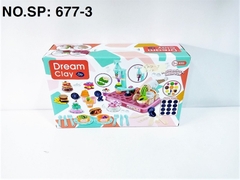 677-3 HỘP ĐẤT SÉT LÀM BÁNH SINH NHẬT, MÌ, HAMBUGER + MÁY ÉP+ 12 HŨ DREAM CLAY