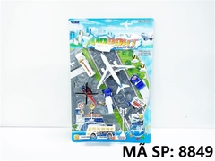 8849 VĨ XE JEEP, CONTAINER, MÁY BAY, TRỰC THĂNG TRỚN 7C + BIỂN BÁO Air Port Cartoon