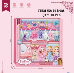 618-3A  HỘP BABY 3C KHỚP, MẮT THỦY TINH + 8 ÁO