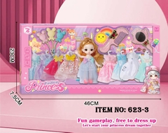 623-3  HỘP BABY 1C KHỚP, MẮT THỦY TINH + 8 ÁO, LƯỢC, GƯƠNG