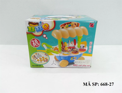 668-27 HỘP BẾP XE ĐẨY PIN LÒ NƯỚNG BBQ 28 MIẾNG