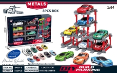 64001-8  HỘP XE HƠI TRỚN 8C ĐỦ MẪU + BÃI ĐẬU XE