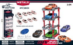 64023-4  VỈ HỘP XE HƠI TRỚN 4C ĐỦ MẪU + BÃI ĐẬU XE