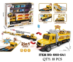 660-S41 HỘP XE CONTAINER PIN DÀI TRỚN CÓ BỆ PHÓNG + 8C XE HƠI SẮT