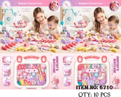 6710  HỘP VALI BÁC SĨ TAI NGHE THỎ, THUỐC, ĐÈN PIN, NHIỆT KẾ + 2C THỎ