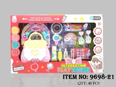 9698-21 HỘP TRANG ĐIỂM TÚI XÁCH, KẸP, BÔNG TAI KEM, DÂY CHUYỀN KẸO