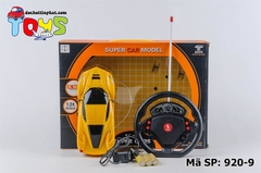 920-9 HỘP XE HƠI FERRARI ĐIỀU KHIỂN CÓ SẠC, VÔ LĂNG TRÒN (VÀNG) TL 1:24
