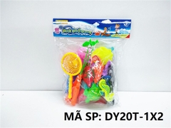 DY20T-1X2 TÚI CÂU CÁ 2 CẦN HÍT + 26C (CÁ NGỰA, RÙA, SAO BIỂN, MỰC, SÒ) + 2C VỢT + ỐNG BƠM + PHAO (PVC)