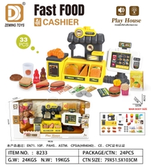 8233  HỘP BẾP PIN  LÒ NƯỚNG, QUẦY BÁN BÁNH, MÁY TÍNH TIỀN, HAMBUGER, KHOAI TÂY