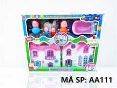 AA111 HỘP NỘI THẤT NHÀ + 4C HEO HỒNG PIG PEPPA + BỐN TẮM Happy Home Set AA101…AA115, BB101…BB115