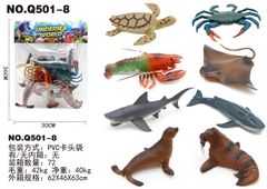 Q501-8  TÚI THÚ BIỂN 8C (CÁ MẬP, CÁ VOI, HẢI CẨU, TÔM, RÙA, CUA, CÁ ĐUỐI) (PVC)