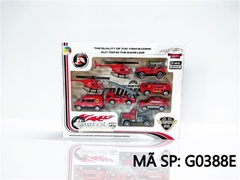 G0388E HỘP XE CÔNG TRÌNH CỨU HỎA SẮT TRỚN 8C ĐỦ MẪU (TRỰC THĂNG, JEEP, HƠI, THANG, CS) TL 1:64