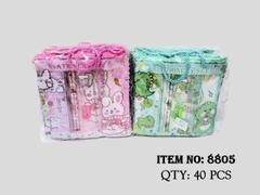 8805F  TÚI SÁCH DỤNG CỤ HỌC TẬP 5 MÓN (HỘP BÚT, THƯỚC, VIẾT CHÌ, CHUỐT, GÔM)