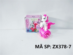 ZX378-7 HỘP NGỰA PONY PIN THĂNG BẰNG CHÂU XOAY ĐÈN 5D Rotating Flying Horse