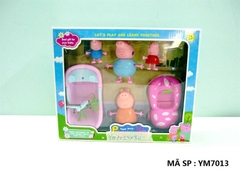 YM7013 HỘP GIA ĐÌNH HEO HỒNG 4C + BỒN TẮM + XE HƠI + CÂY ( PEPPA PIG)