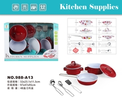 988-A13 HỘP BẾP INOX (2C NỒI, 1C CHẢO, MUỖNG, NĨA, BAO TAY)