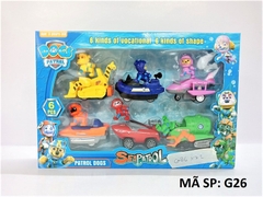 G26 HỘP XE CHÓ CỨU HỘ TRỚN 6C ĐỦ MẪU (MÁY BAY, XE LỬA, CÔNG TRÌNH, TÀU)