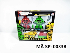 _0033B HỘP XE CT TRỚN 3C (CỨU HỎA, CT, VỆ SINH) BIẾN HÌNH ROBO + ỐC VÍT Diy Transformable Car 0033A