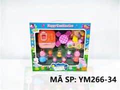 YM266-34 HỘP NHÀ HEO HỒNG 7C (4C HEO, 3C CHUỘT) + TỦ LẠNH, BÀN GHẾ, KEM, KẸO YM66A7-, YM66A9