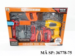 36778-75 HỘP KỀM BÚA KHOAN, CƯA, MẮT KIẾNG, THƯỚC, ỐC , VÍT 20 MIẾNG