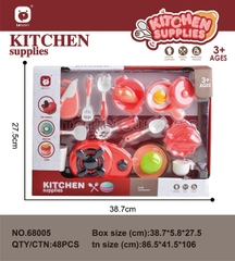 68005 HỘP BẾP GAS ĐƠN, CHẢO TRỨNG, NỒI, THỚT, TÁCH