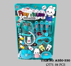 A380-330  VỈ BÁC SĨ TAI NGHE, THUỐC, 2C RĂNG, KHẨU TRANG + 1C THỎ