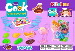 88-11 TÚI BẾP XE ĐẨY SIÊU THỊ, BÀN THỨC ĂN, 2 GHẾ