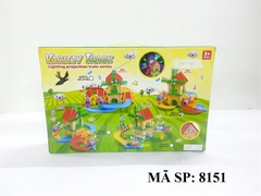 8151 HỘP ĐƯỜNG RAY XE LỬA CẦU VỒNG PIN + NHÀ + BIỂN BÁO 37 MIẾNG