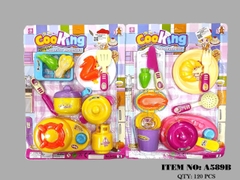 A589B  VỈ BẾP GAS ĐƠN, NỒI, RỔ, DAO, BÌNH GAS