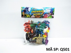 Q501 TÚI THÚ BIỂN 12C (CUA, TÔM, MỰC, CÁ MẬP, HẢI CẨU, RÙA, CÁ NGỰA, CÁ HEO, CA ĐUỐI, CHIM CÁNH CỤT, CÁ VOI, HẢI LY) (Underse World) (PVC)