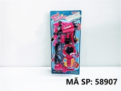 58907 VỈ TRANG ĐIỂM MÁY SẤY+ GƯƠNG+ MẮT KIẾNG+ SON+ CHÌA KHÓA+ KẸP TÓC (Fashion)