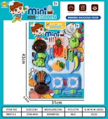 RM213-2 VỈ BẾP GAS ĐÔI, NỒI, CHẢO, THỚT, DAO, THỨC ĂN