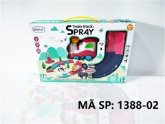 1388-02 HỘP ĐƯỜNG RAY XE LỬA PIN PHUN KHÓI + 2C THÚ (BÒ, VOI) 35 MIẾNG Train Track Spray