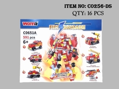 C0651-DS  HỘP LOGO RÁP ROBO BIẾN HÌNH XE CỨU HỎA 591 MIẾNG