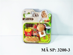 3200-3 VĨ ÉP BẾP KHÂY BÁNH HAMBURGER, BÁNH MÌ, TƯƠNG CÀ, KHOAI TÂY CHIÊN, LY COCA Courmet