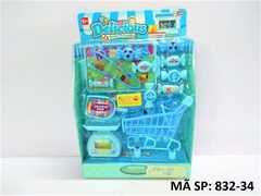 832-34 VĨ BẾP XE ĐẨY SIÊU THỊ + CÂN, KẸO, KHÂY, KẸP GẮP Delicious (XANH)