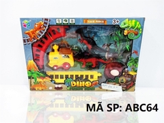 ABC64 HỘP ĐƯỜNG RAY XE LỬA PIN+ 2C KHỦNG LONG+ TRỨNG+ CÂY Dino Forest Train