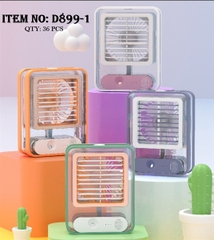D899-1 HỘP QUẠT BÀN PIN PHUN SƯƠNG, CÓ SẠC