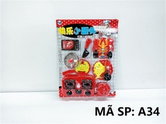 A34 VỈ BẾP GAS ĐÔI, NỒI, CHẢO, 2 DĨA, CÁ, TÔM CUA