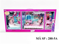 288-5A HỘP BABY 2C KHỚP + GIƯỜNG + BÀN TRANG ĐIỂM + BỒN TẮM VÒI SEN + GƯƠNG, LƯỢC, 3 ĐÔI GIÀY, 1C MÈO