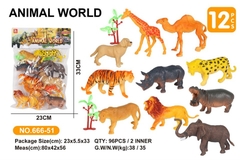 666-51 TÚI THÚ RỪNG 10C + 2C CÂY (CỌP, SƯ TỬ, BÁO, VOI, HÀ MÃ)