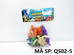 Q502-5 TÚI THÚ BIỂN 6C (TÔM, CUA, RÙA, CÁ ĐUỐI, MỰC, CÁ NGỰA) (PVC)