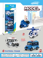 DYB168-89H  VỈ HỘP XE CẢNH SÁT TRỚN 4C ĐỦ MẪU (MOTO, TRỰC THĂNG, CỨU THƯƠNG)