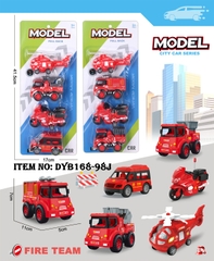 DYB168-98J  VỈ XE CÔNG TRÌNH CỨU HỎA TRỚN 4C ĐỦ MẪU (TRỰC THĂNG, NÂNG, MOTO)