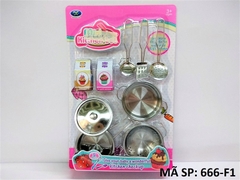 666-F1 VỈ BẾP INOX, 1 NỒI, 1 CHẢO, GIÁ, 2 HỘP BÁNH 9 MIẾNG Kitchen Set